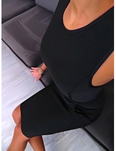 Manosque Original Designer Bodycon Stretch Iconic Dress Black M