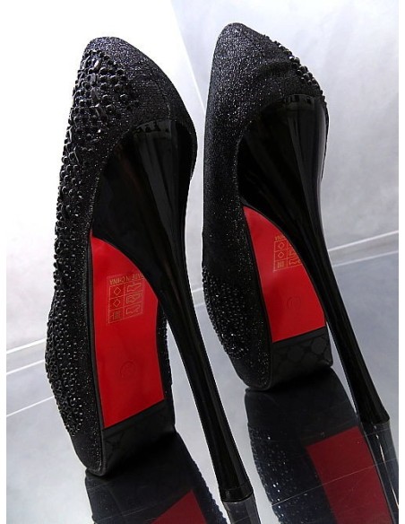 Tulipano Original High Heels Classic Platform Iconic Crystals Pumps Black Red