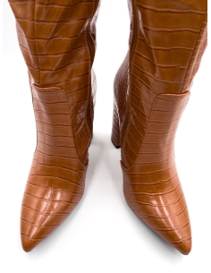 Diamantique Original Faux Croco Leather Boots Camel 36