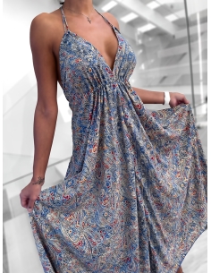 Boho Fashion Long Silk Designer Dress S205 Bright Colors