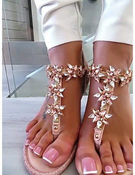 Mellisa Original Designer Sandals Crystals Pink