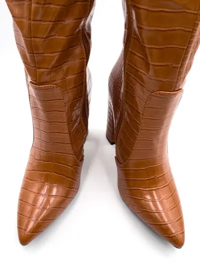 Diamantique Original Faux Croco Leather Boots Camel