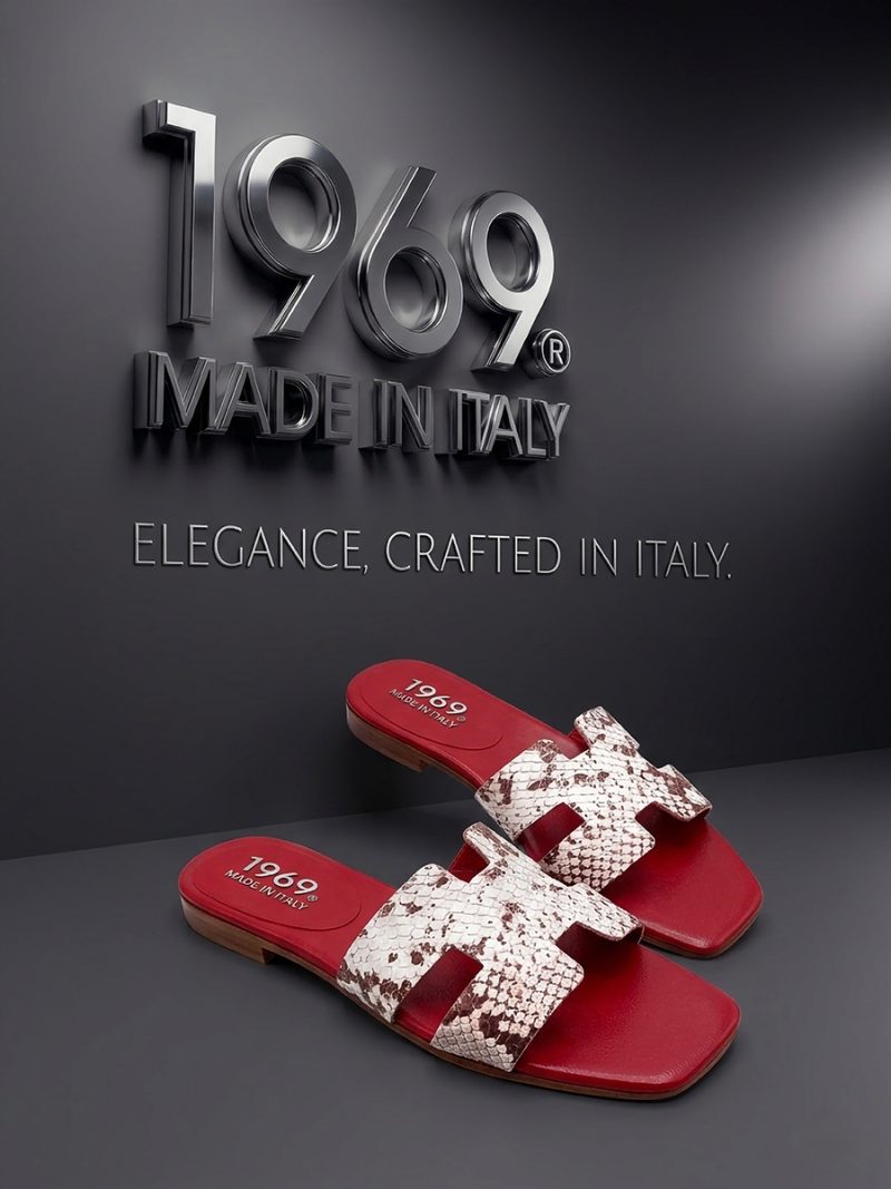 Designer Python Stamp Leather Sandals