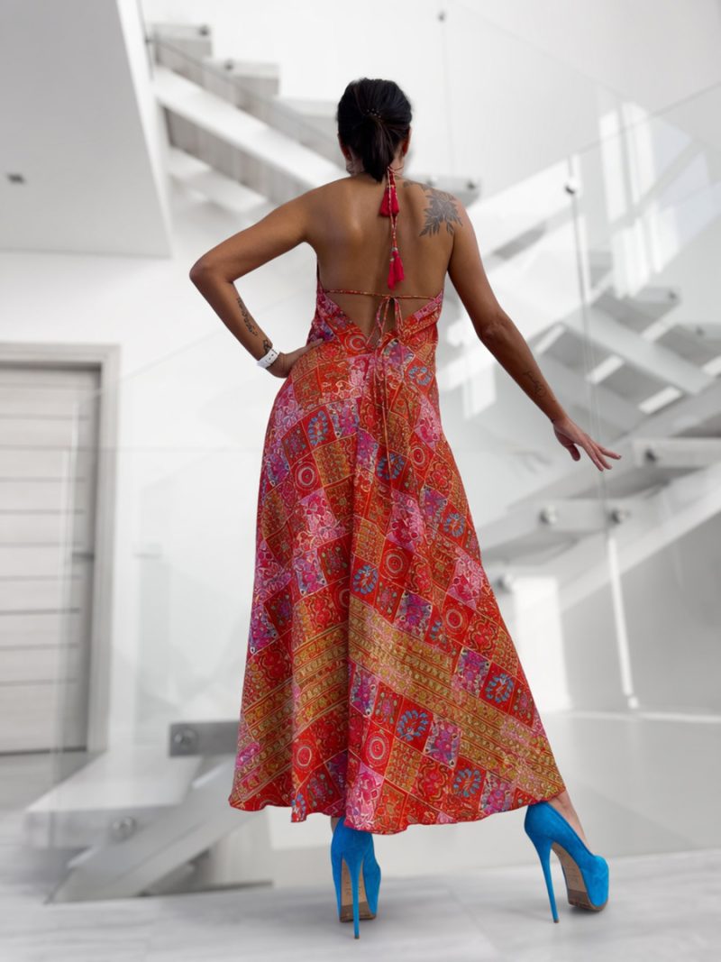 Boho Fashion Long Silk Designer Dress S212 Bright Colors